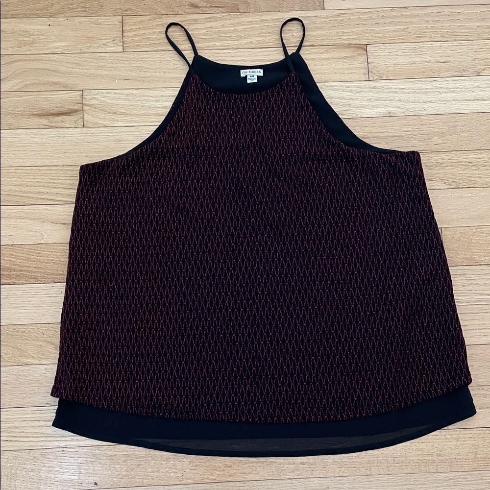 Guess Black and Red Sparkly Top